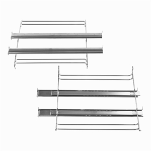 Venstre og højre ribbe med 2 udtræk til bageplade i ovn fra Gorenje og Hisense.